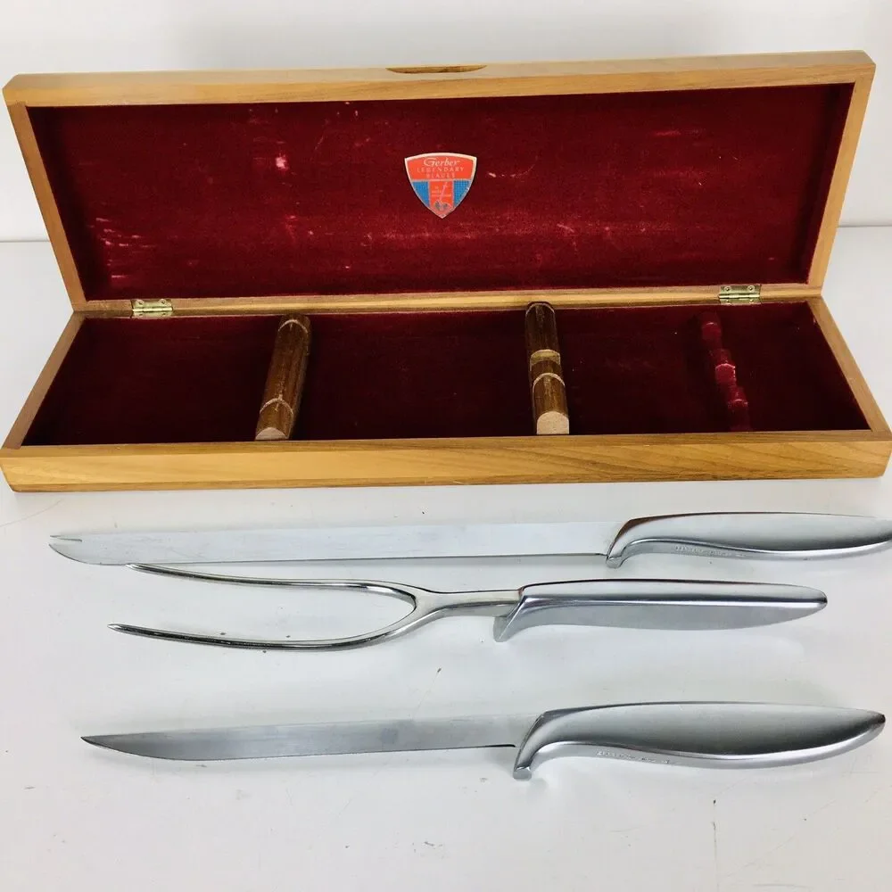 VTG 1950s Gerber Legendary Ron Snickersnees and Durendal Carving Knife Box Set